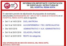 PROPUESTAS DE EVENTUALES A CONTRATAR EN EL HOSPITAL REINA SOFIA
