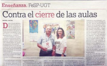 UGT contra el cierre de las aulas