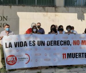 UGT SERVICIOS PÚBLICOS en la concentración por el trabajador fallecido en accidente de trabajo acaecido el pasado día 10 de septiembre.