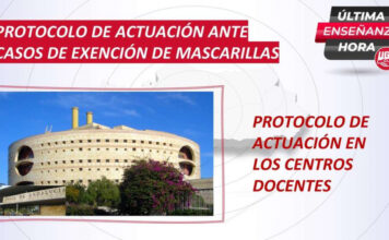 Protocolo de actuación en los centros docentes ante casos de exención del uso de mascarillas