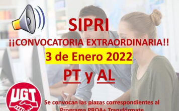 SIPRI convocatoria extraordinaria el 3/01/2022 para PT y AL