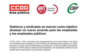 Gobierno y sindicatos se marcan como objetivo alcanzar un nuevo acuerdo para los empleados públicos