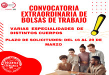 BOLSAS EXTRAORDINARIAS: ABIERTO EL PLAZO DE SOLICITUD PARA VARIOS CUERPOS Y ESPECIALIDADES