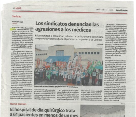 LOS SINDICATOS DENUNCIAN AGRESIONES A LOS MÉDICOS